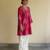 Magenta embroidered chanderi kurta set
