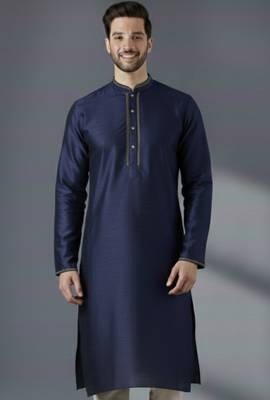 Navy dupion silk kurta 1