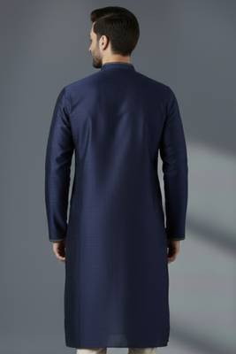 Navy dupion silk kurta 2