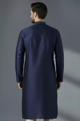 Navy dupion silk kurta