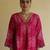 Magenta embroidered chanderi kurta set