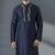 Navy embroidered dupion silk kurta