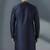 Navy embroidered dupion silk kurta