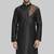 Black embroidered dupion silk kurta