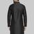 Black embroidered dupion silk kurta