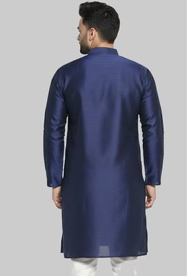 Navy embroidered dupion silk kurta 2