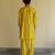 Yellow embroidered silk kurta set