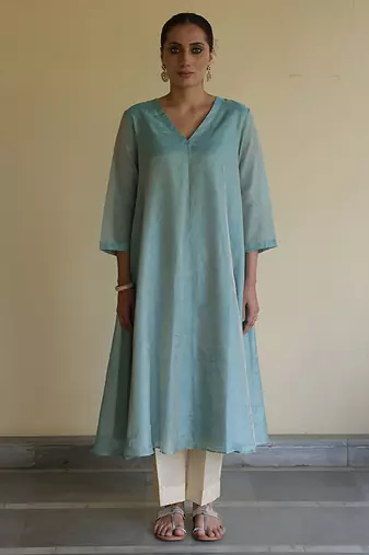 Blue tissue kurta set