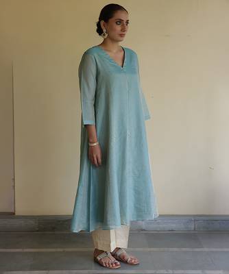 Blue tissue kurta set 2