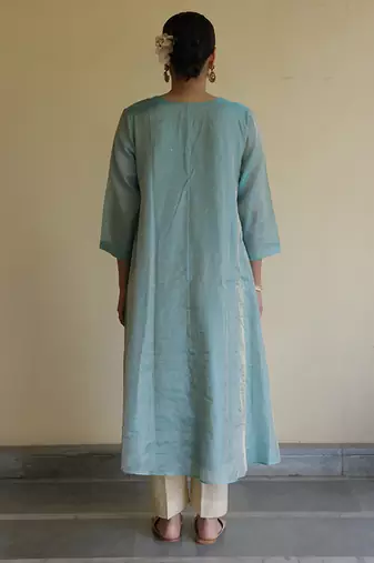 Blue tissue kurta set