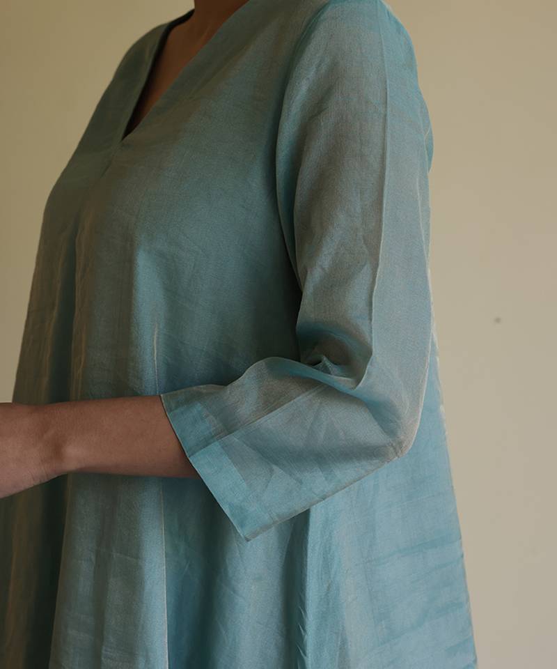 Blue tissue kurta set