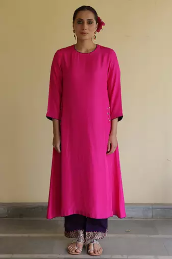 Pink silk kurta set