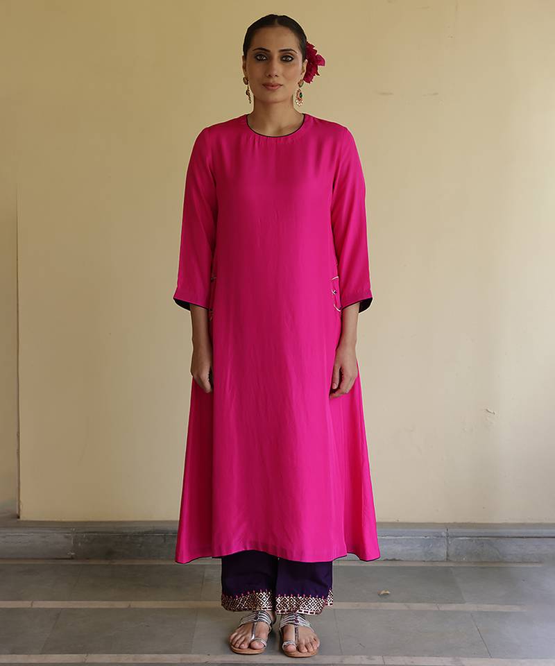 Pink silk kurta set