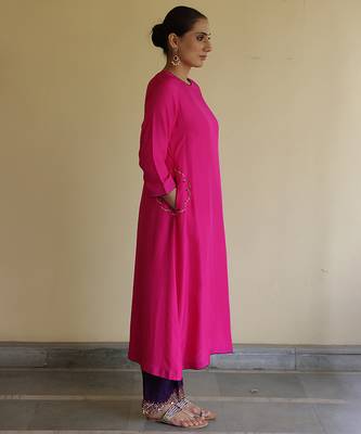 Pink silk kurta set 3