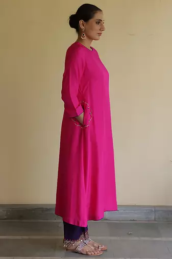 Pink silk kurta set