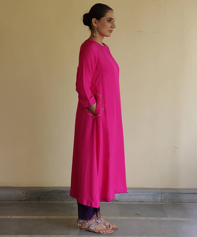 Pink silk kurta set