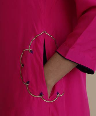 Pink silk kurta set 4