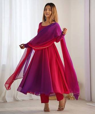 Multicolor georgette tiered gown 1