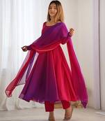 Multicolor georgette tiered gown