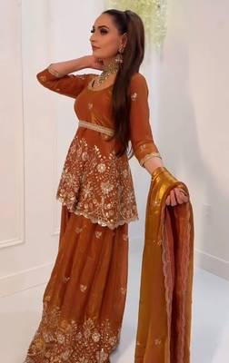 Burnt orange silk blend palazzo  suit 2