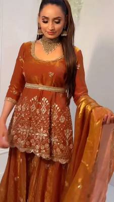 Burnt orange silk blend palazzo  suit 3