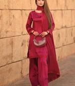 Red french crepe salwar kameez