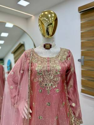 Rose pink silk blend palazzo set 2