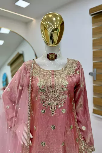 Rose pink silk blend palazzo set