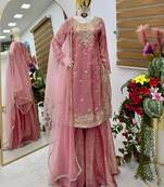 Rose pink silk blend palazzo set