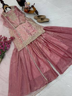 Rose pink silk blend palazzo set 3