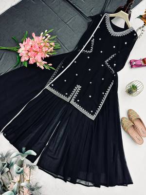 Midnight black silk blend palazzo set 4