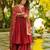 Ruby red tiered anarkali set