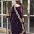 Wine georgette embroidered gown with dupatta