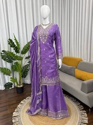 Electric purple silk blend  palazzo ensemble 4