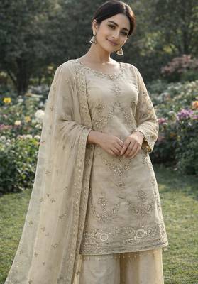 Ivory organza embroidered salwar kameez 3