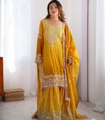 Mustard yellow zari work salwar kameez