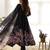 Black organza floral print anarkali set with floral print dupatta and pant