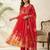 Red floral anarkali with embroidered yoke