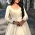 Cream cotton anarkali with mirror work