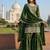 Olive green silk blend embroidered suit