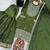 Olive green silk blend embroidered suit
