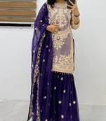 Royal blue heavily embellished sharara set