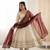 Cream silk blend anarkali with maroon contrast dupatta