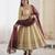 Cream silk blend anarkali with maroon contrast dupatta