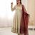 Cream silk blend anarkali with maroon contrast dupatta