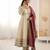 Cream silk blend anarkali with maroon contrast dupatta