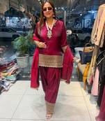 Red embroidered salwar kameez set