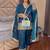 Teal blue embroidered  salwar kameez set