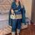Teal blue embroidered  salwar kameez set