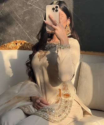 Ivory silk blend embroidered palazzo set 4